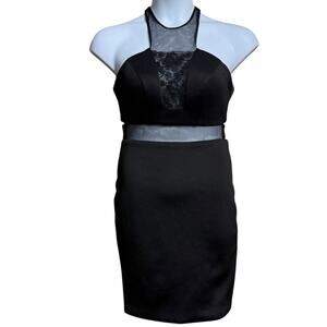 Terani Couture - Sexy Illusion Halter Neck Black Short Dress Size 4